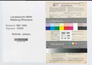 Entnazifizierung Johann Schmitz, geb. 07.12.1899 (Verw.Beamter)