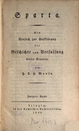Sparta : ein Versuch zur Aufklärung der Geschichte und Verfassung dieses Staates, 2