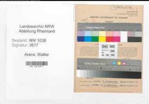 Entnazifizierung Walter Arens , geb. 19.01.1902 (Angestellter)
