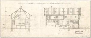 Littmann, Max; Bocksberg; Hofgut, Stallgebäude - Längsschnitt; Pferdestall (Schnitt)
