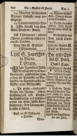 I. Lift S. Japoschtola Pietra. / Die erste Epistel S. Petri.