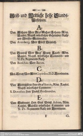 Geist- und Weltliche hohe Stands-Persohnen