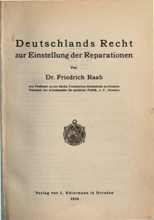 Deutschlands Recht zur Einstellung der Reparationen