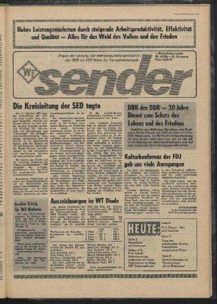 Betriebszeitung 'WF-Sender', Nr.43/1982 (1. Novemberausgabe 1982)