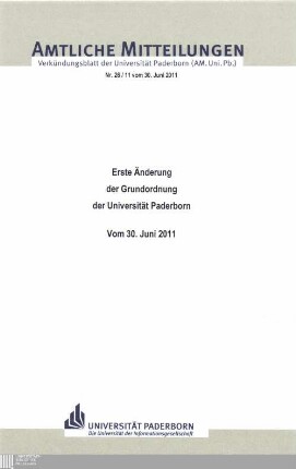 Erste Änderung der Grundordnung der Universität Paderborn : vom 30. Juni 2011