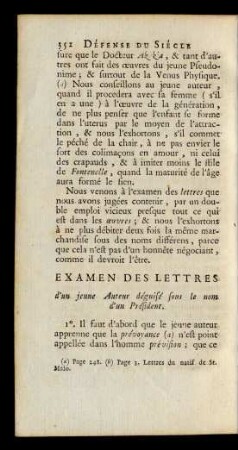 Examen Des Lettres d'un jeune Auteur déguisé sous le nom d'un Président