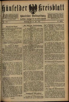 Ausgabe vom Samstag, den 29. Juli 1922.