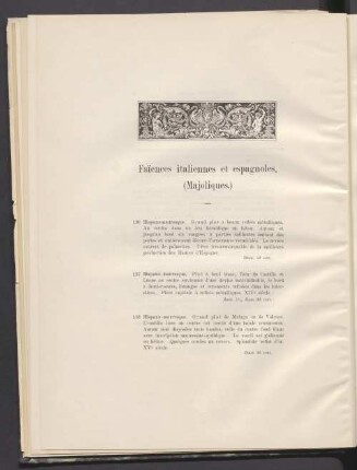 Faïences italiennes et espagnoles (Majoliques.)
