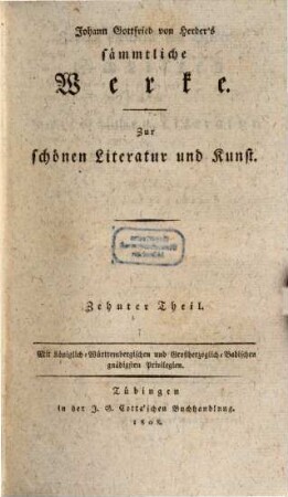 Johann Gottfried von Herder's Schriften zur griechischen Literatur