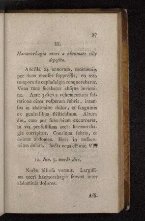 III. Haemorrhagia uteri a rheumate illic deposito.