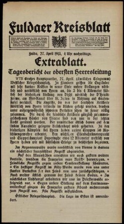 Erste Ausgabe vom Dienstag, den 27. April 1915.