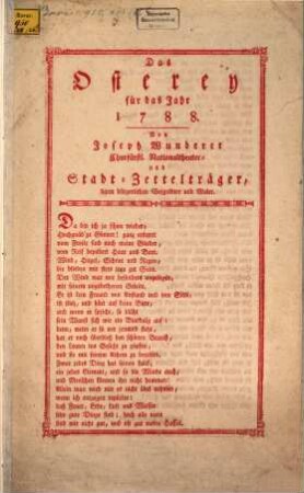 Das Osterey für das Jahr 1788.