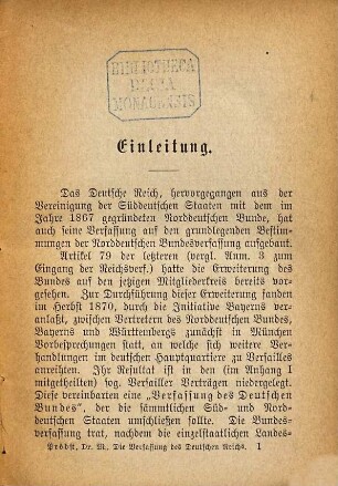 Die Verfassung des Deutschen Reichs vom 16. April 1871 nebst verfassungsrechtlichen Nebengesetzen, Verträgen : mit Anmerkungen und Sachregister