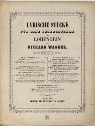 Lyrische Stücke für eine Gesangstimme aus Lohengrin, 3. Elsa's Ermahnung an Ortrud (Akt 2, Scene 2)