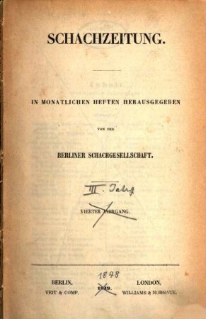 Schachzeitung. 3, 3. 1848