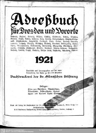 1921: Adreßbuch für Dresden und Vororte