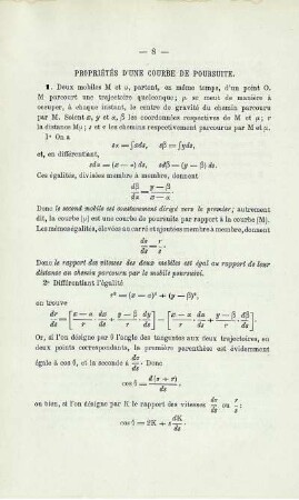 PROPRIÉTÉS D'UNE COURBE DE POURSUITE.