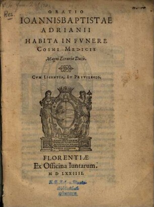 Oratio habita in funere Cosmi Medicis Magni Etruriae Ducis