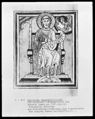 Evangelistar des Speyrer Domes — Der Evangelist Matthäus, Folio 3verso