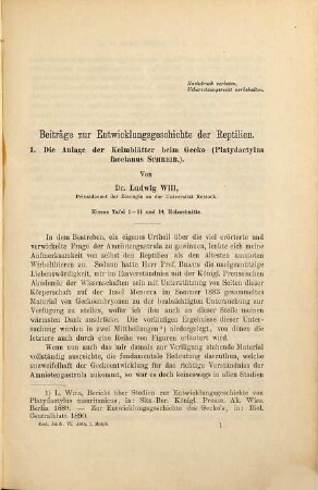 Zoologische Jahrbücher. Abteilung für Anatomie und Ontogenie der Tiere : Zeitschr. für Systematik, Geographie u. Biologie d. Tiere. 6. 1893