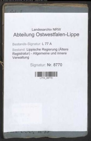 Landstraße zwischen Alverdissen und Barntrup (Distrikt 30/III, 9), Bd. 1
