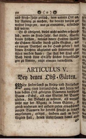 Articulus V. Bey denen Pbst-Gärten.