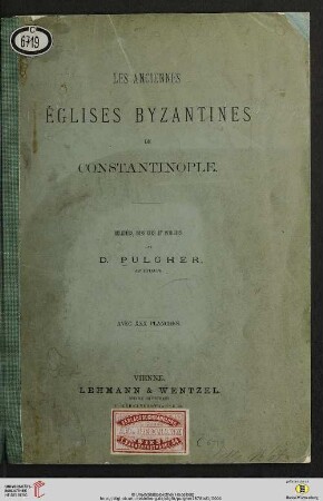 Band 1: Les anciennes églises byzantines de Constantinople