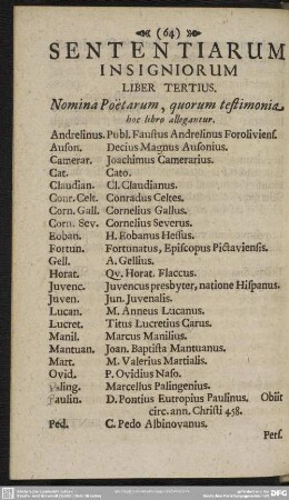 Sententiarum Insigniorum Liber Tertius