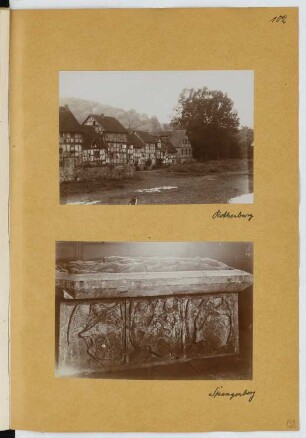 Ansicht, Rotenburg/Fulda / Sarkophag, Spangenberg: Ansichten (aus: Skizzen- und Fotoalbum 23)
