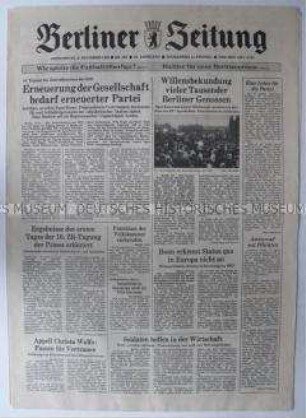 Tageszeitung "Berliner Zeitung" zur Lage in der DDR am Vorabend der "Maueröffnung"