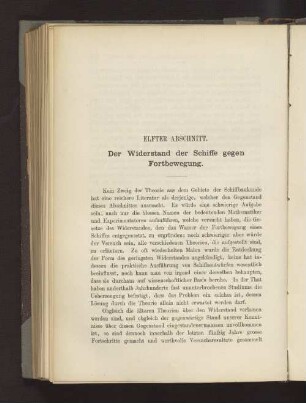 ELFTER ABSCHNITT. Der Widerstand der Schiffe gegen Fortbewegung.