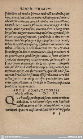 ARTIS COMPUTATORIAE usus & utilitas, CAP. III.