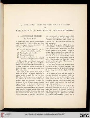 II. Detailed Description of the Tomb, and Explanation of the Scenes and Inscriptions