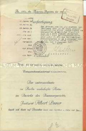 Geschäftsbericht für das Geschäftsjahr 1920/21 mit beglaubigtem Protokoll der Generalversammlung - Sachkonvolut