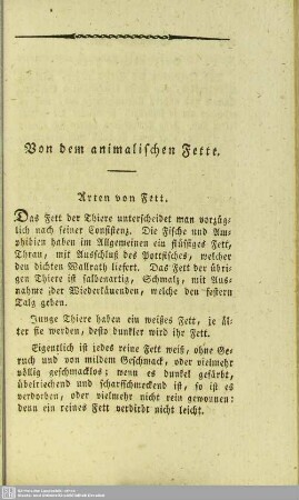 Von dem animalischen Fette