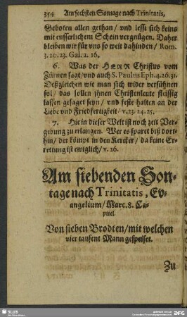 Am siebenden Sontage nach Trinitatis, Evangelium, Marc. 8. Capitel