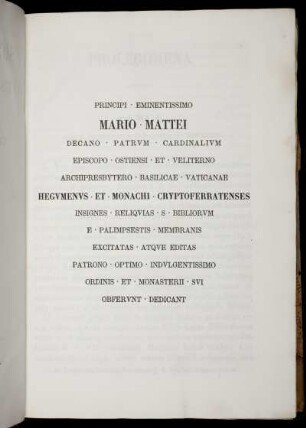 Principi eminentissimo Mario Mattei ...