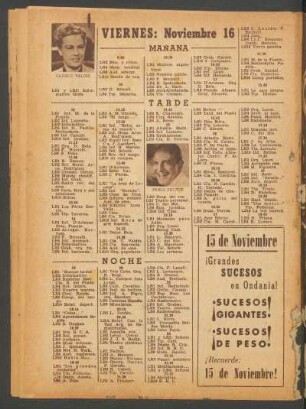 [Programa de] Viernes: Noviembre 16