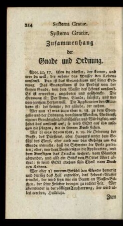 Systema Gratiae. Zusammenhang der Gnade und Ordnung.