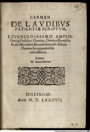 Carmen de laudibus patientiae scriptum
