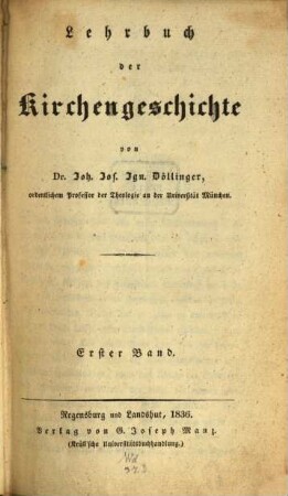 Lehrbuch der Kirchengeschichte, 1
