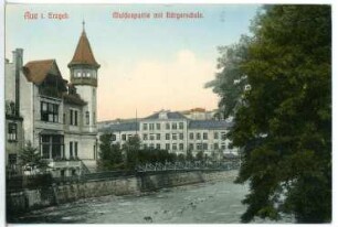 Aue. Muldenpartie mit Bürgerschule