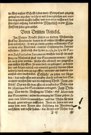 Vom Dritten Artickel.