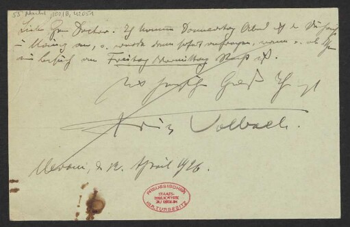 Brief an Ludwig Strecker an B. Schott's Söhne : 13.04.1926