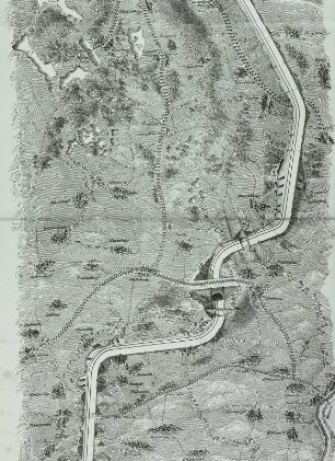 Panorama der Eisenbahn zwischen Leipzig und Dresden (Ausschnitt: Streckenabschnitt Priestewitz - Zitzschewig [heute Radebeul-Zitzschewig])