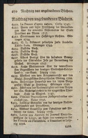 270-278, Nachtrag von ungebundenen Büchern.-Anhang.