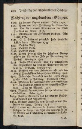 270-278, Nachtrag von ungebundenen Büchern.-Anhang.