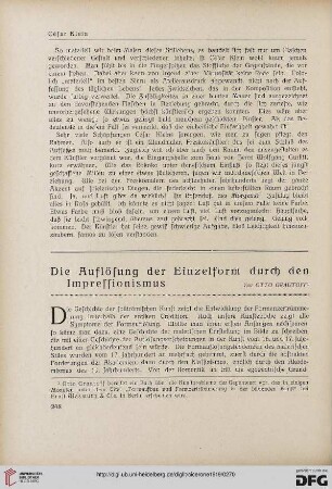 11.1919: Die Auflösung der Einzelform durch den Impressionismus