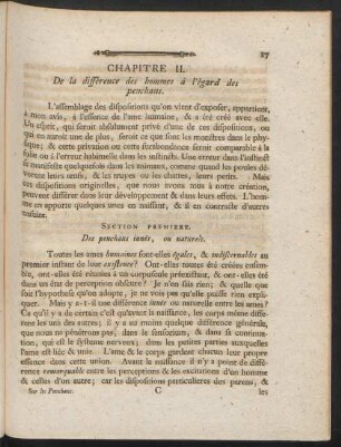 Chapitre II. De la difference des hommes à l'égard des penchans