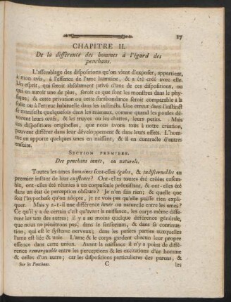 Chapitre II. De la difference des hommes à l'égard des penchans